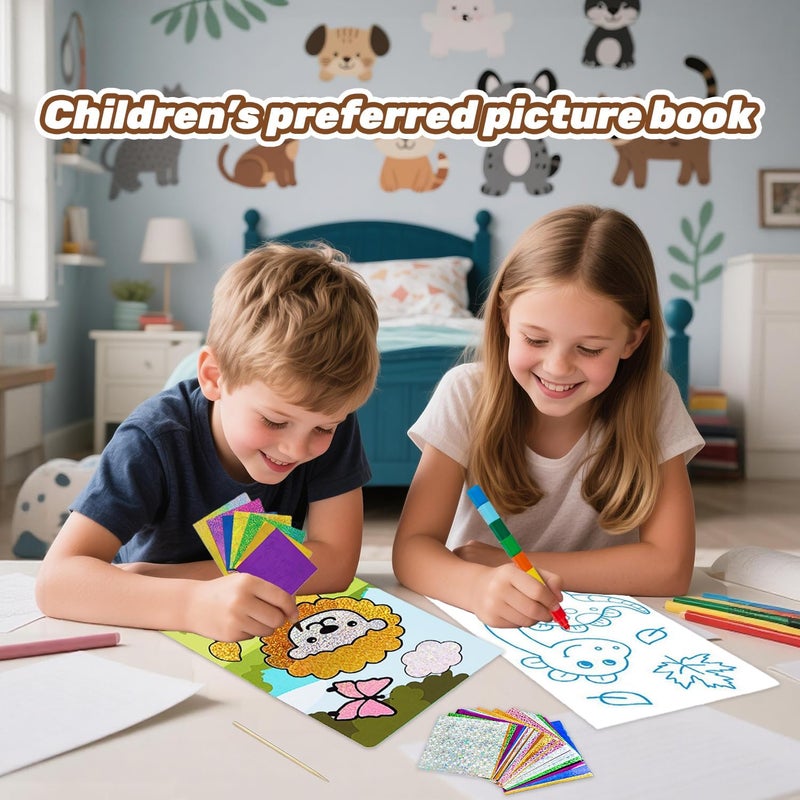 NaTuGi Foil Art Fun for Kids - Animal Theme Arts and Crafts Kits，Kids Fun Art Supplies ，Creative Birthday Gift ，Travel Toys，Suitable for Girls and Boys Craftikit (Animal) - Image 2